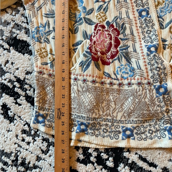 Johnny Was  Biya Floral Knit Cardigan Chenille Beige Boho - Picture 15 of 16